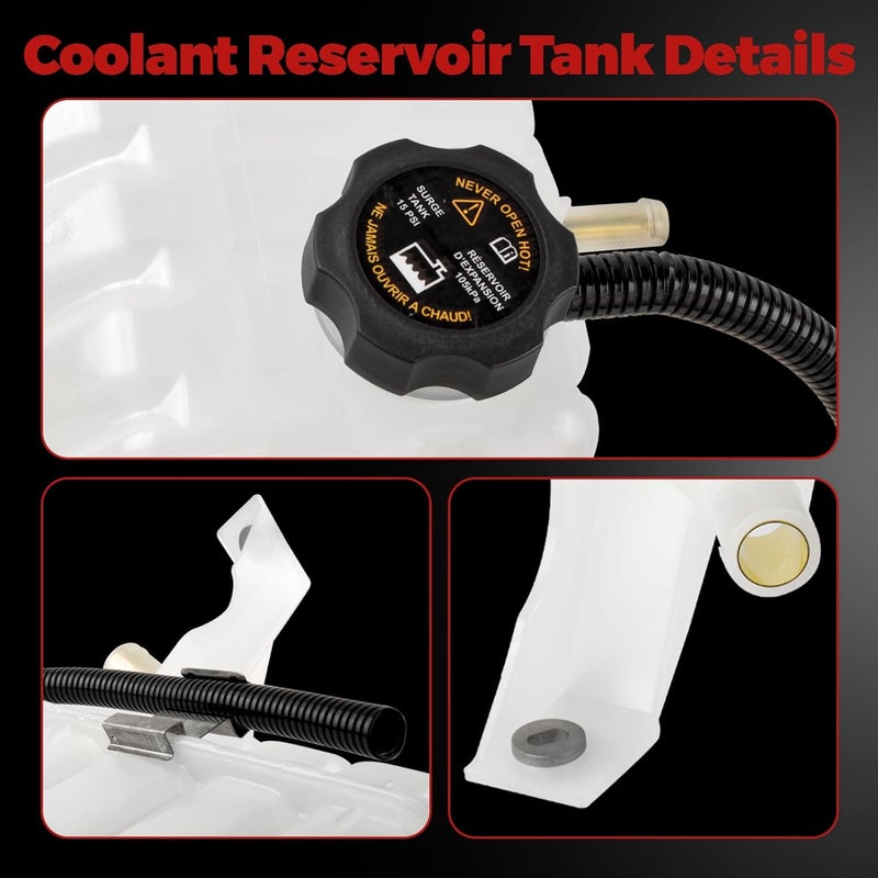 PYHAUTO Coolant Reservoir Tank with Sensor and Cap Coolant Overflow Tank Compatible with Yukon Tahoe Escalade Silverado Sierra Suburban Avalanche H2 Radiator Overflow Tank Replace 15203949 603102 - Image 4
